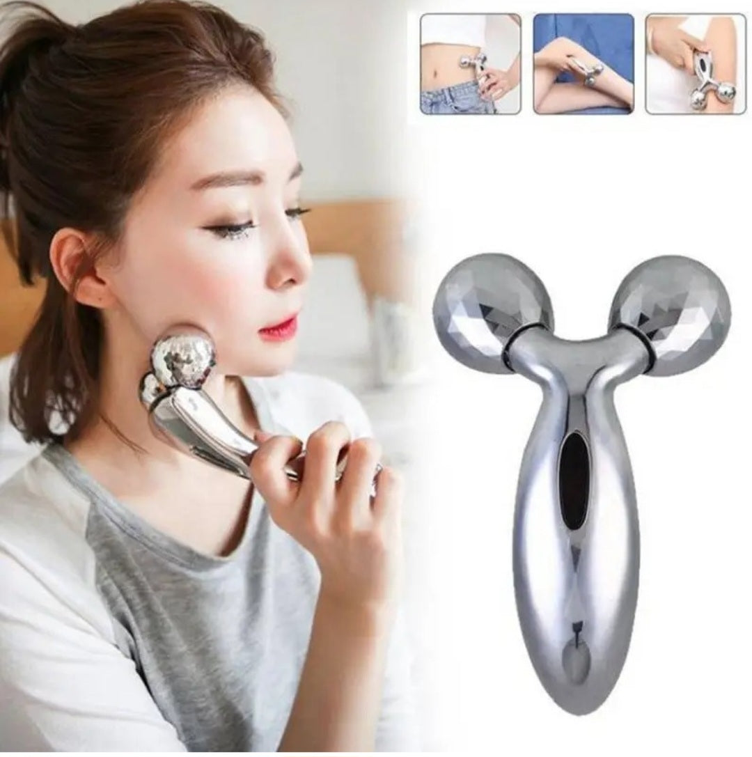3D Roller Face Body Massager (Silver)