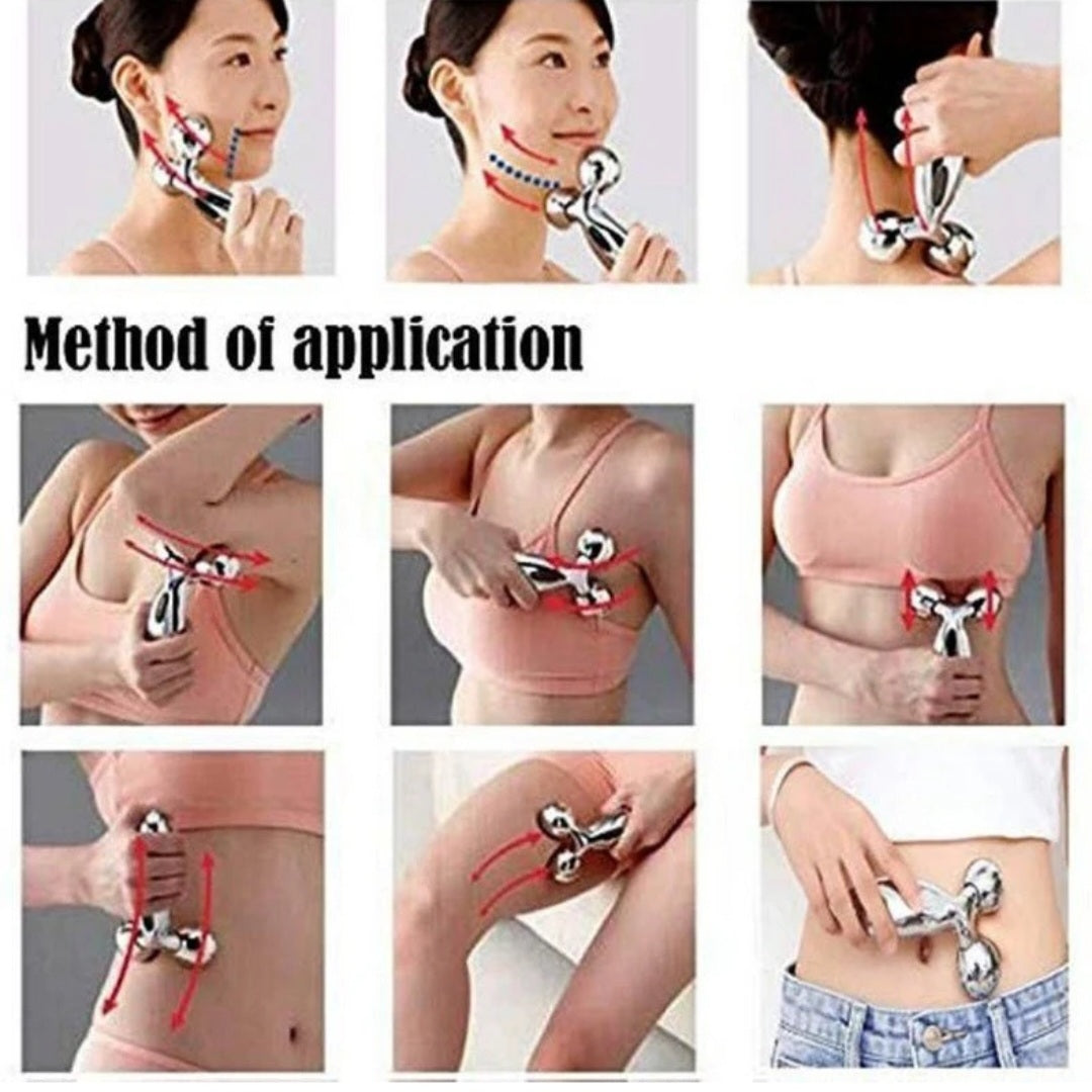 3D Roller Face Body Massager (Silver)
